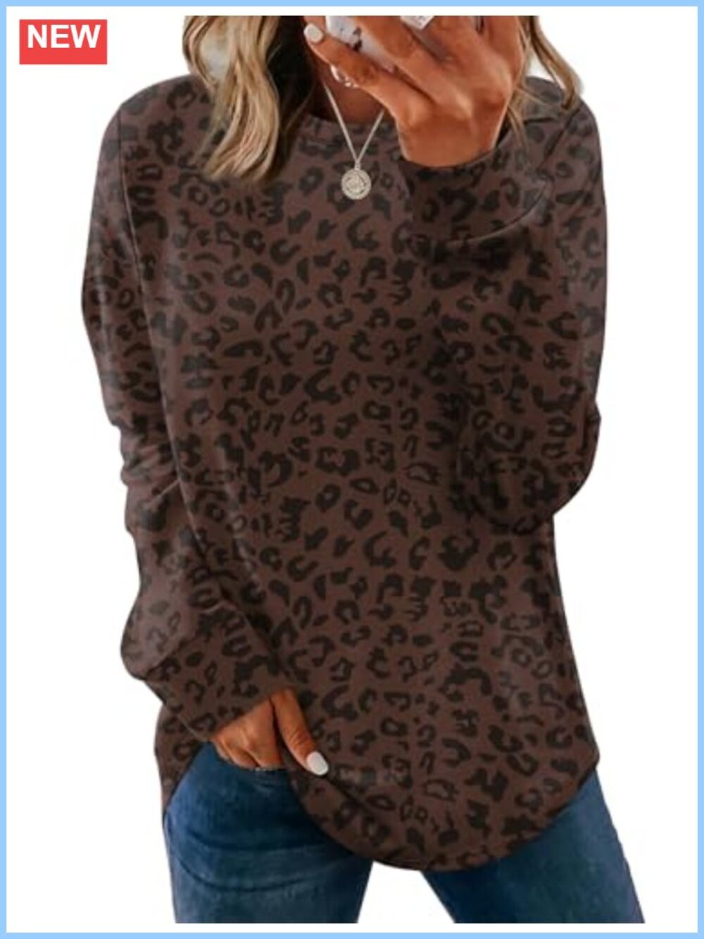 Women's Crewneck Sweatshirt Long Sleeve Curved Hem Tunic Lightweight Pullover